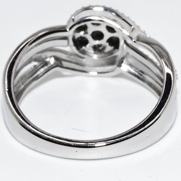 $395 .925 Sterling Silver .03CT Natural White Diamond Cocktail Cluster Ring - Picture 4 of 7